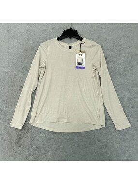 NWT Mondetta Women's XS Long Sleeve Beige Top Ribbed Pullover  B1602